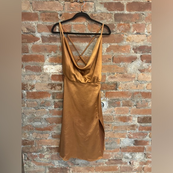 Fame & Partners Satin Strappy Cowl Neck Dress - Picture 2 of 5